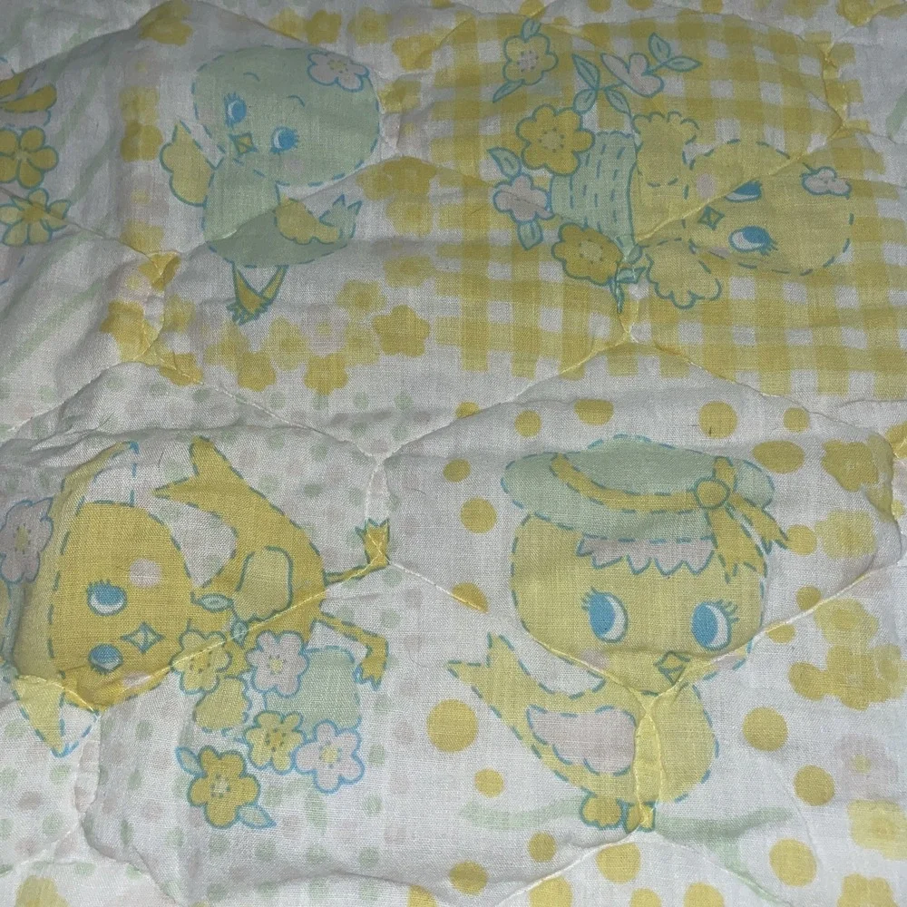 Vintage Baby Changing Table Cover or Seat Cover Baby Chicks & Flowers Pastels